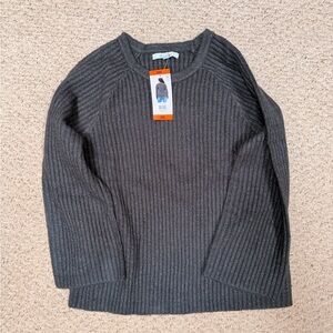 Fever Women's Gray Ribbed Crewneck Sweater